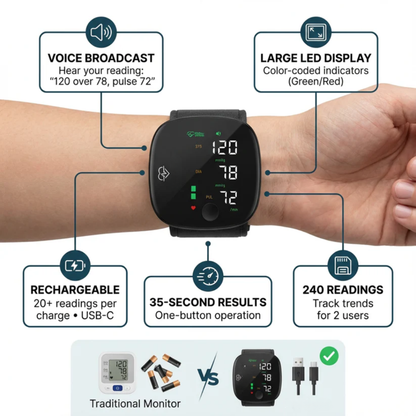 Electronic Wrist Blood Pressure Monitor with Voice Guidance for Home Use